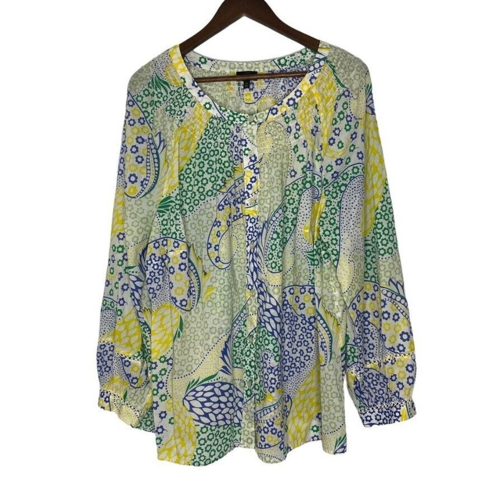 Talbots Multicolor Paisley Print Long Sleeve Blouse